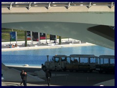 City of Arts and Sciences 110 - the bridge Pont de Montolivet and a tourist train.